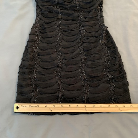 Va Va Voom Dress Womens Small Black Strapless Sweetheart Sequin Bodycon Mini - Picture 6 of 9